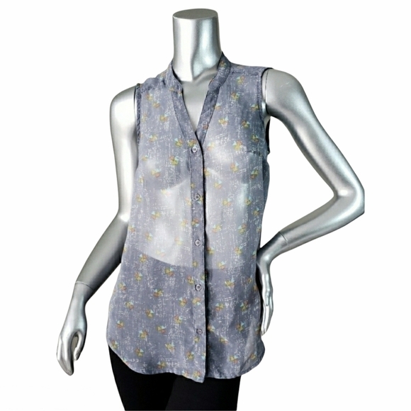 Mossimo Sheer Button Down Light Tank Top - Picture 1 of 2